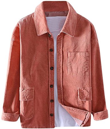 Coat for Men's Corduroy Solid Color Long Sleeve Button Casual Shirt Autumn Fashion Tops Loose Blouse M-3XL at Amazon Men’s Clothing store