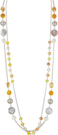 Amazon.com: Noessla Layered Long Necklaces for Women Crystal Beaded Statement Necklace Sweater Silver Chain with Gifts Box Jewelry(Yellow): Clothing, Shoes & Jewelry