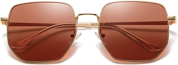 Amazon.com: MEETSUN Hexagon Polarized Sunglasses for Women Men Polygon Metal Frame Sun Glasses UV400 Protection(Gold Frame-Brown Lens) : Clothing, Shoes & Jewelry