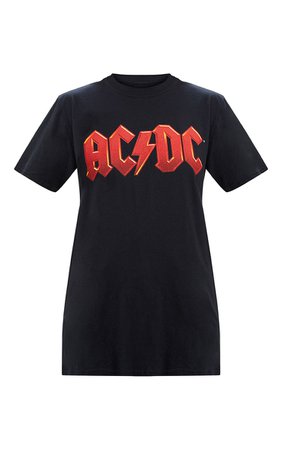 Black ACDC Slashed Back T Shirt. Tops | PrettyLittleThing USA