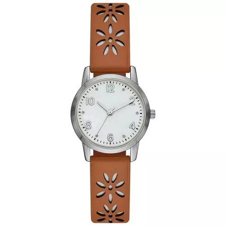 Time and Tru Women's Crystal Accent Watch with Perforated Strap - Walmart.com