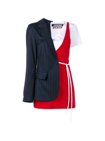 Red and white mini dress w/ half blazer
