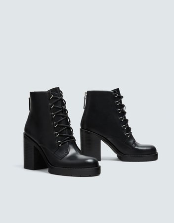 Black Army Boots w/Heels (9 cm)
