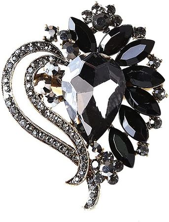 Amazon.com: Mlouye Rhinestone Teardrop Brooch Ribbon Brooches Pins Broaches for Women Girls Winter Holiday Vintage Gold Tone Black: Clothing, Shoes & Jewelry