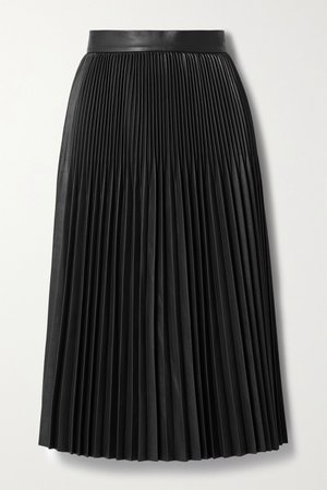 Black Pleated faux leather midi skirt | Jason Wu | NET-A-PORTER