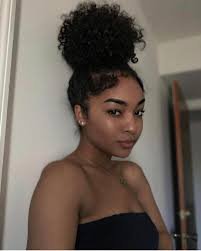 curly bun hairstyles for black hair - Google Search