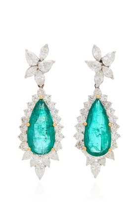 18K Gold, Emerald And Diamond Earrings by Amrapali | Moda Operandi