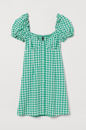 buttons A-line Dress - Green checked gingham - Ladies | H&M US