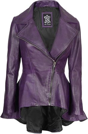 Blingsoul Slim Fit Womens Leather Jacket (N3) | [1315415] Clarissa Peplum Purple, XL at Amazon Women's Coats Shop