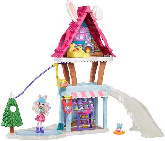 Enchantimals GRW92 - Hasen-Skihütte (ca. 63 cm) mit Bevy Bunny-Puppe (ca. 15 cm) und Tierfreundin Jump, Abweichungen in Verpackung vorbehalten: Amazon.de: Spielzeug