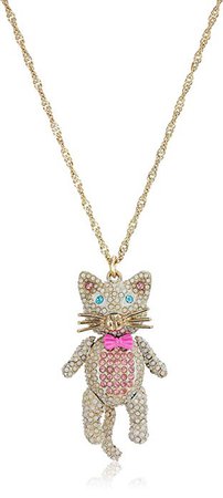 Betsey Johnson White Stone Cat Pendant Necklace, One Size: Amazon.ca: Jewelry