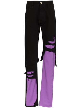 Raf Simons Destroy Slim-Fit Jeans Ss20 purple/black | Farfetch.Com
