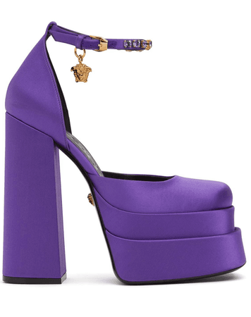 Versace Medusa Aevita Platform Heels Purple