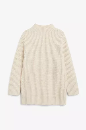 Chunky wool sweater - Off-white - Jumpers - Monki SE