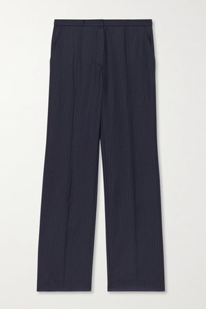 Navy Cropped pinstriped wool straight-leg pants | Nina Ricci | NET-A-PORTER