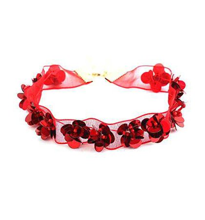 Amazon.com: HSWE Lace Choker Necklace for Girls Short Statement Necklace for Women (Red): Clothing