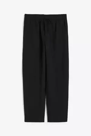 Linen-blend Tapered Pants - Black - Ladies | H&M US