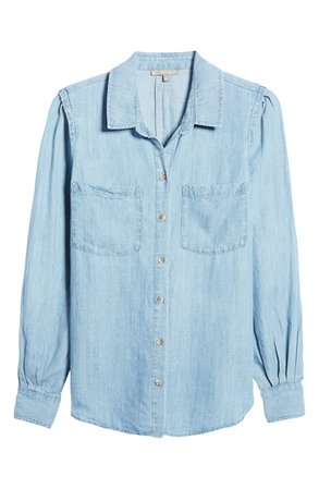 Wit & Wisdom Patch Pocket Chambray Button-Up Shirt (Nordstrom Exclusive) blue