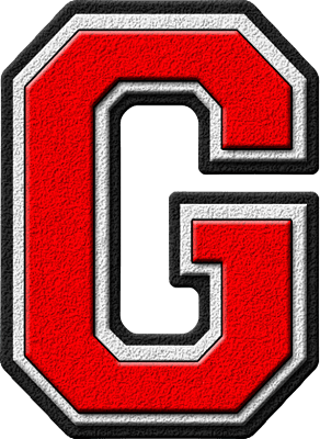 Red, White & Black Varsity Letter 'G'