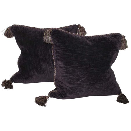Vintage Purple Velvet Pillows /Pair For Sale at 1stDibs