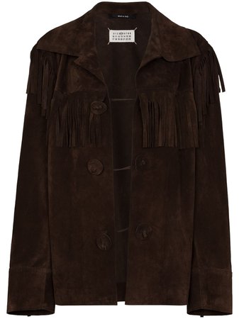Brown Maison Margiela fringe-detail long-sleeve jacket - Farfetch