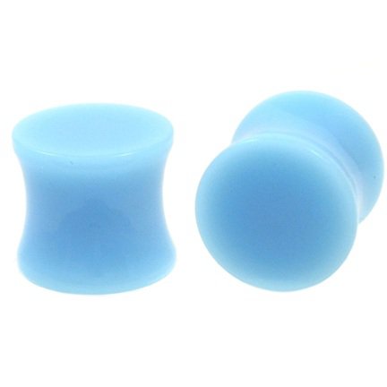 Light Blue Solid Acrylic Saddle Ear Plugs (10g-3/4") | BodyDazz.com