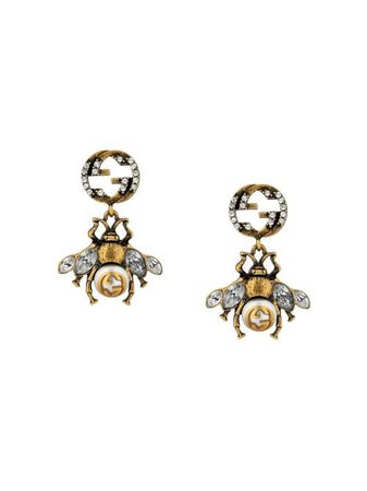 Shop gold & metallic Gucci Double G bee earrings with Express Delivery - Farfetch