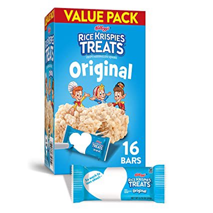 Amazon.com: Kellogg’s Rice Krispies Treats, Crispy Marshmallow Squares, Original, Value Pack, 12.4oz Box (16 Count): Prime Pantry