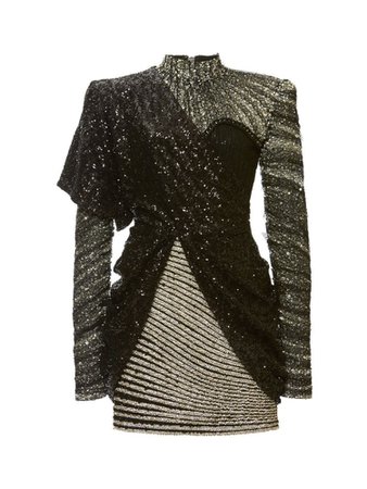 Black long-sleeve sparkly dress