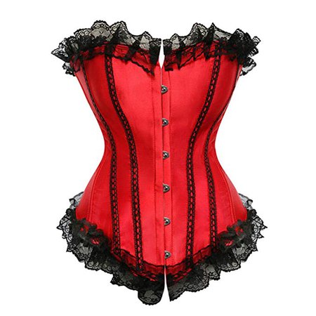 Red & Black Lace Corset Top