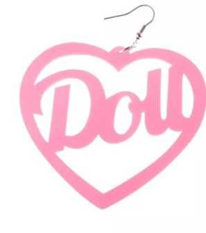 doll heart pink earring dangly
