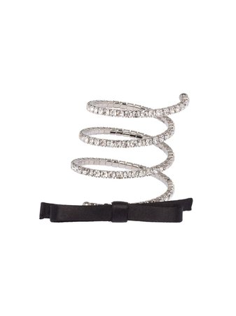 Miu Miu Embellished Coil Bracelet 5JB2222B8J Black | Farfetch
