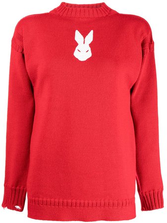 Shop Maison Margiela bunny-detail knit jumper with Express Delivery - FARFETCH