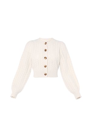 Pretty Cable Short Cardigan – Champagne | Needle & Thread