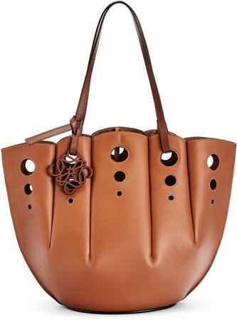 Shell Cutout Leather Tote