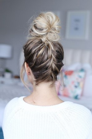 French Braid into top knot