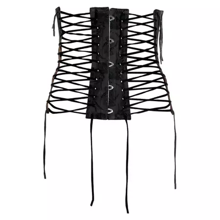 Jean Paul Gaultier black jacquard cotton lace up corset, ss 2004 For Sale at 1stDibs | jean paul gaultier corset, how to lace up a corset, rope corset