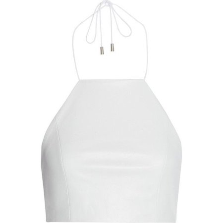 White Leather Halter Top
