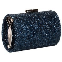 Jimmy Choo Minitube Navy Glitter Clutch found on Polyvore | Navy blue clutch, Navy purse, Navy handbag