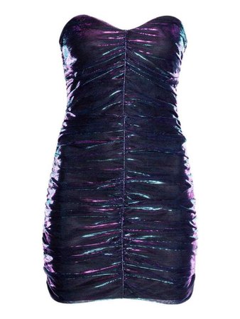 Dark holographic purple strapless mini dress