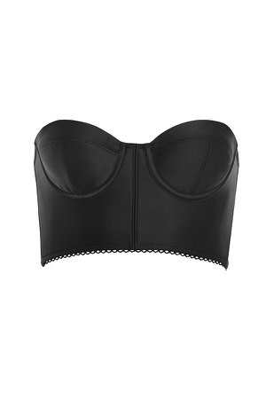 House of CB | KATIA BLACK SATIN CROPPED BUSTIER