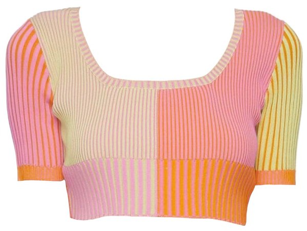 JACQUEMUS Pink La Maille Yauco Ribbed Crop Top
