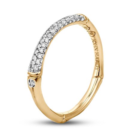 John Hardy Bamboo Band Diamond Ring 1/8 ct tw 18K Yellow Gold | Diamond Rings | Diamonds | Jared