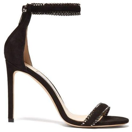 Dochas 100 Crystal Embellished Suede Sandals - Womens - Black