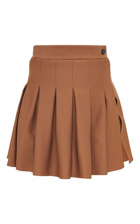 Brown Pleated Side Split Tennis Skirt | PrettyLittleThing USA