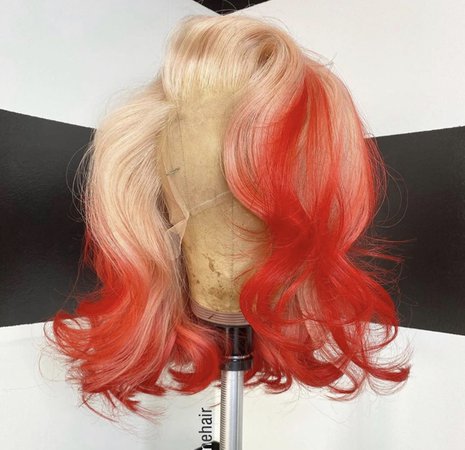 blonde & red loose curl bob lace wig