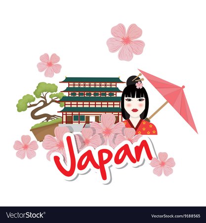Japan design Culture icon Flat Royalty Free Vector Image