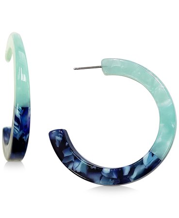 INC International Concepts Blue Colorblock Large Hoop Earrings, 1.9", Created for Macy's & Reviews - Earrings - Jewelry & Watches - Macy's