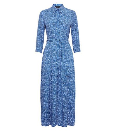Blue Spot 1/2 Sleeve Shirt Midi Dress | New Look