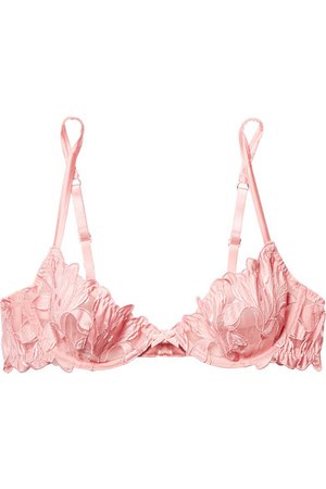 FLEUR DU MAL Lily embroidered lace and stretch-tulle underwired bra